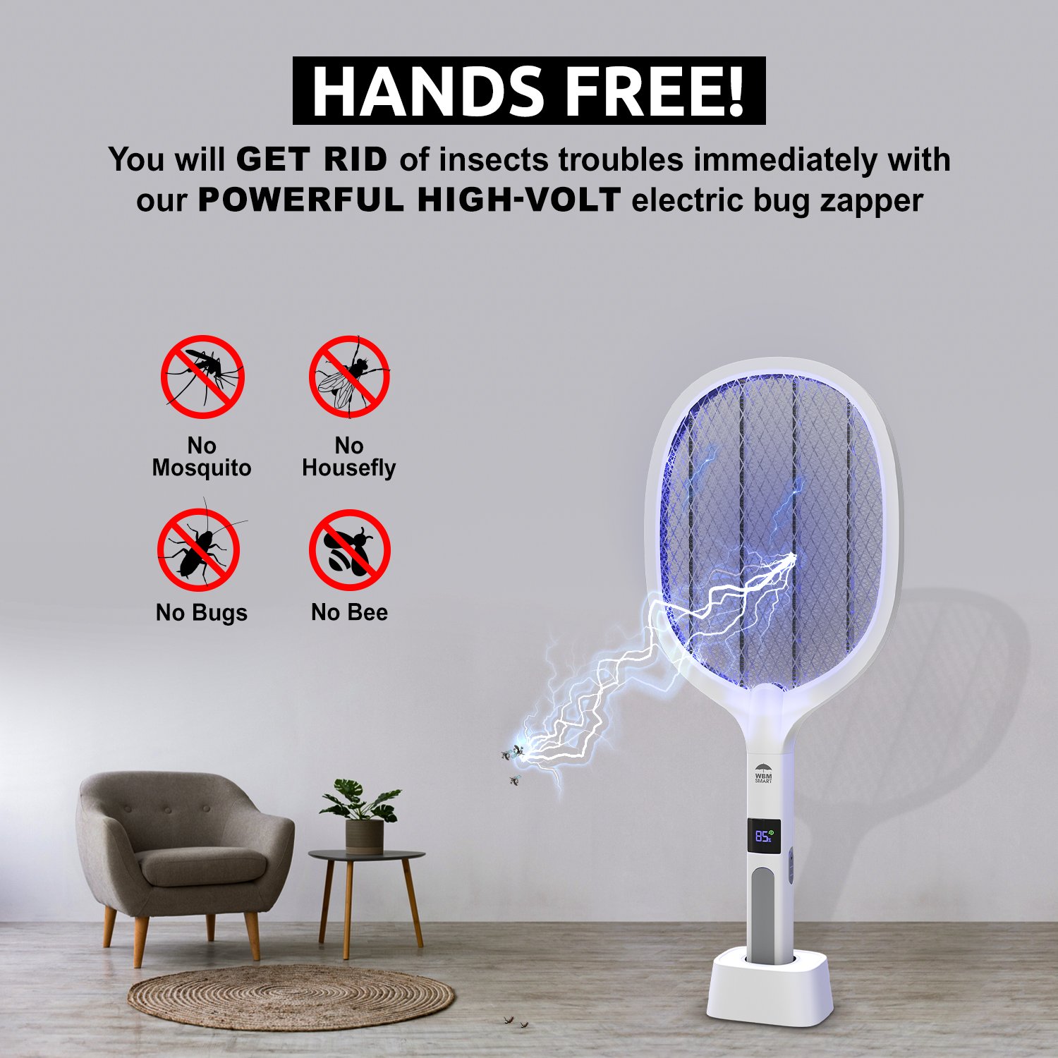 2 In 1 Rechargeable Mosquito Killer Racket and Night Lamp - Image 8