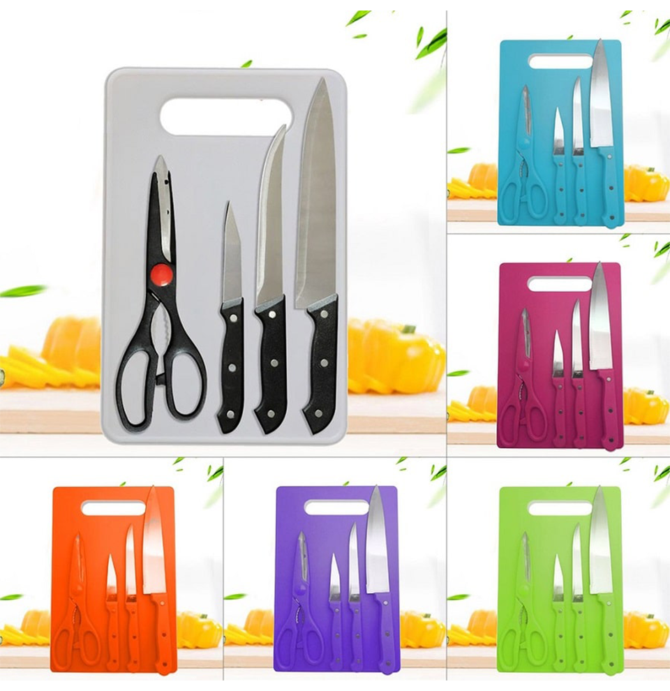 Plastic Chopping Board With Knife Set For Kitchen