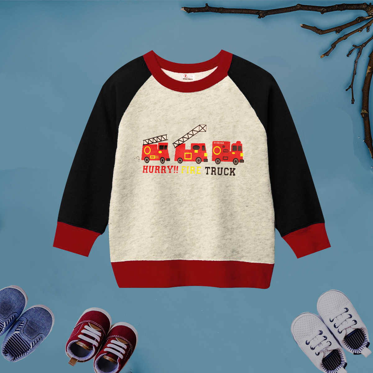 Zayraz Fire Trucks Printed Sweat Shirt