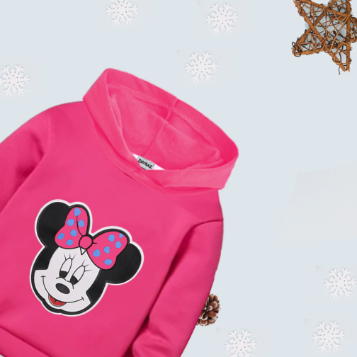 Zayraz Pink Minnie Printed Hoodie And Grey Trouser1