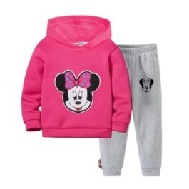 Zayraz Pink Minnie Printed Hoodie And Grey Trouser