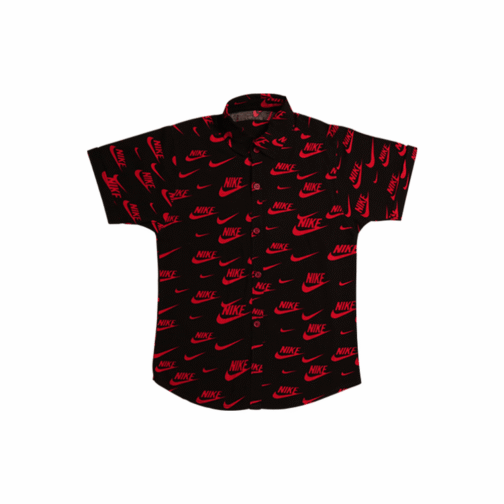 Bold Summer Linen Co-Ord Set – Black & Red Nike Print - Image 3