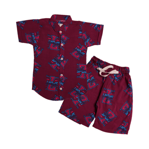 Sporty Maroon Summer Linen Co-Ord Set - Image 2