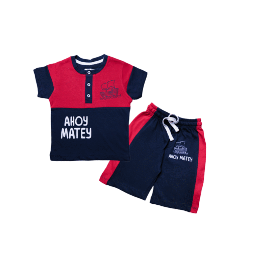 Ahoy Matey" Nautical T-Shirt & Shorts Set - Image 3
