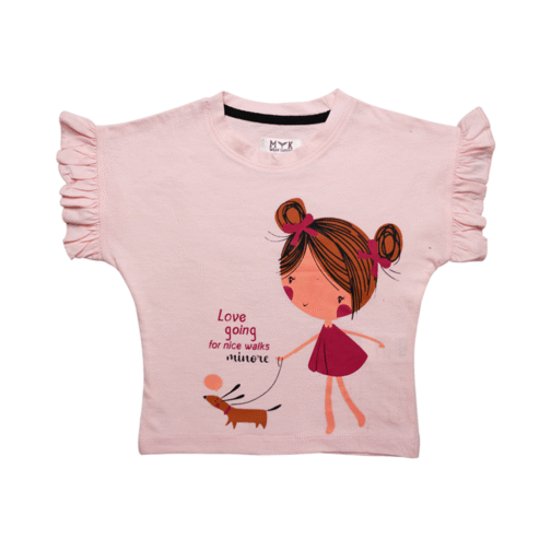 Girls' Baby Pink Ruffle T-Shirt & Polka Dot Pajama Set - Image 4