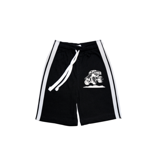 Boys' Summer Striped Monster Truck Outfit – Black & White - Image 5