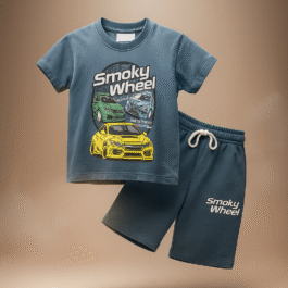 Smoky Wheel Racing Car T-Shirt & Shorts Set