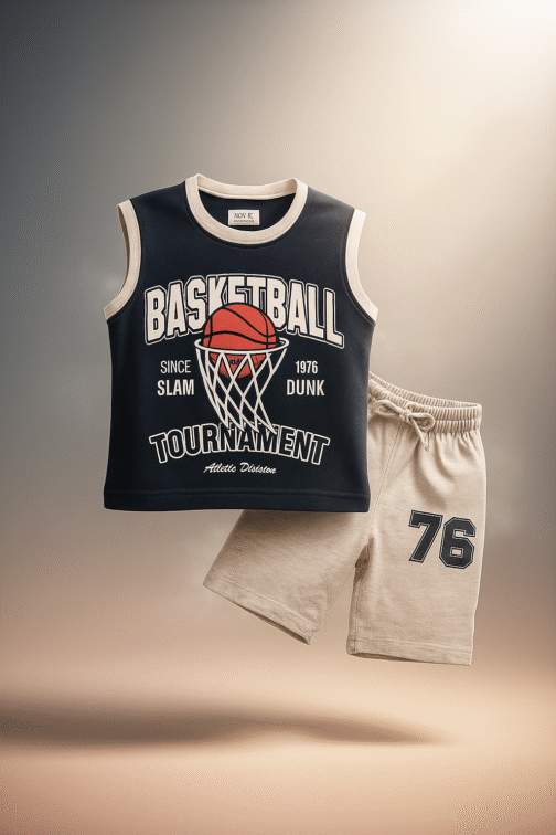 Boys' Sleeveless Basketball Tournament Outfit