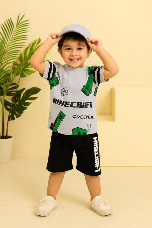 Boys’ “Minecraft Creeper” Summer Outfit Set