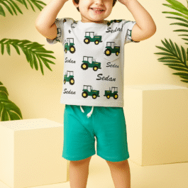 Boys’ Tractor Print “Sedan” Summer T-Shirt & Shorts Set