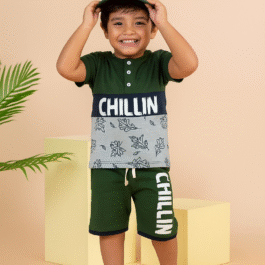 Boys’ Summer “CHILLIN” Printed T-Shirt & Shorts Set