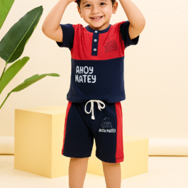 Ahoy Matey” Nautical T-Shirt & Shorts Set