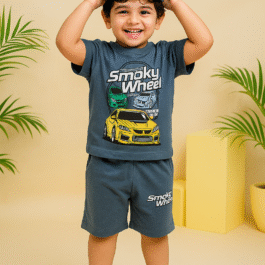 Smoky Wheel Racing Car T-Shirt & Shorts Set