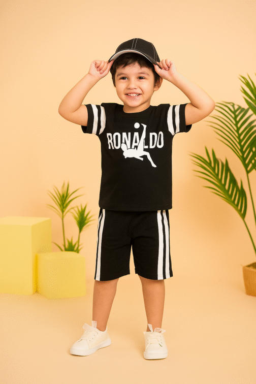 Ronaldo Inspired Black Summer Set for Boys