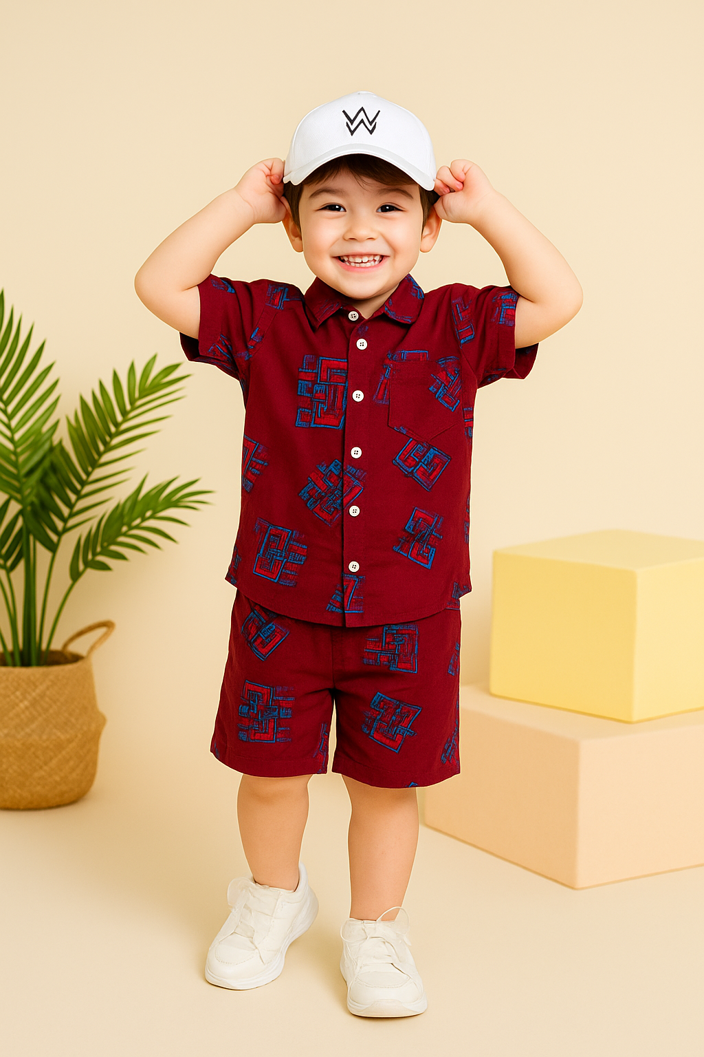 Sporty Maroon Summer Linen Co-Ord Set