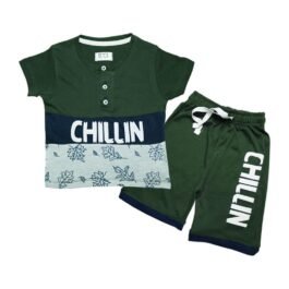 Boys’ Summer “CHILLIN” Printed T-Shirt & Shorts Set