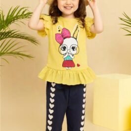 Sunny Bunny Ruffle Top & Heart Jogger Set