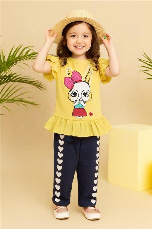 Sunny Bunny Ruffle Top & Heart Jogger Set