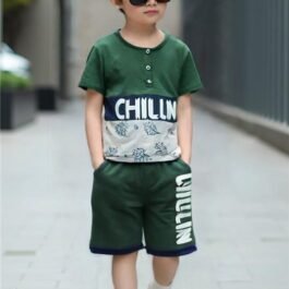 Boys’ Summer “CHILLIN” Printed T-Shirt & Shorts Set