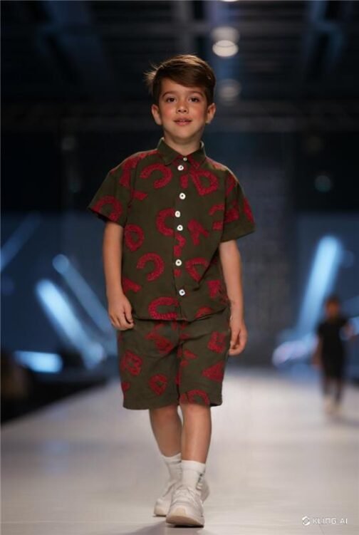 Alphabet Print Linen Shirt & Shorts Set
