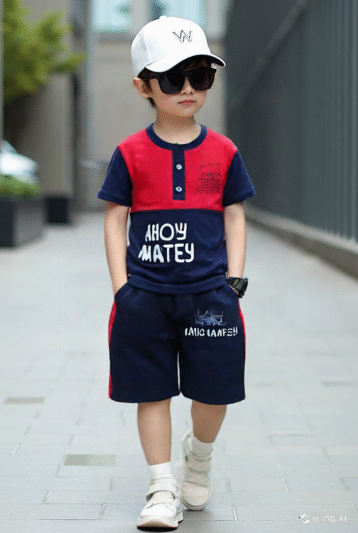 Ahoy Matey" Nautical T-Shirt & Shorts Set