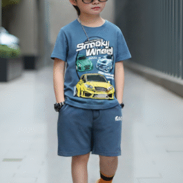 Smoky Wheel Racing Car T-Shirt & Shorts Set