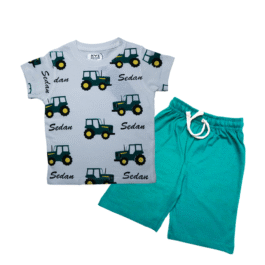 Boys’ Tractor Print “Sedan” Summer T-Shirt & Shorts Set