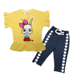 Sunny Bunny Ruffle Top & Heart Jogger Set